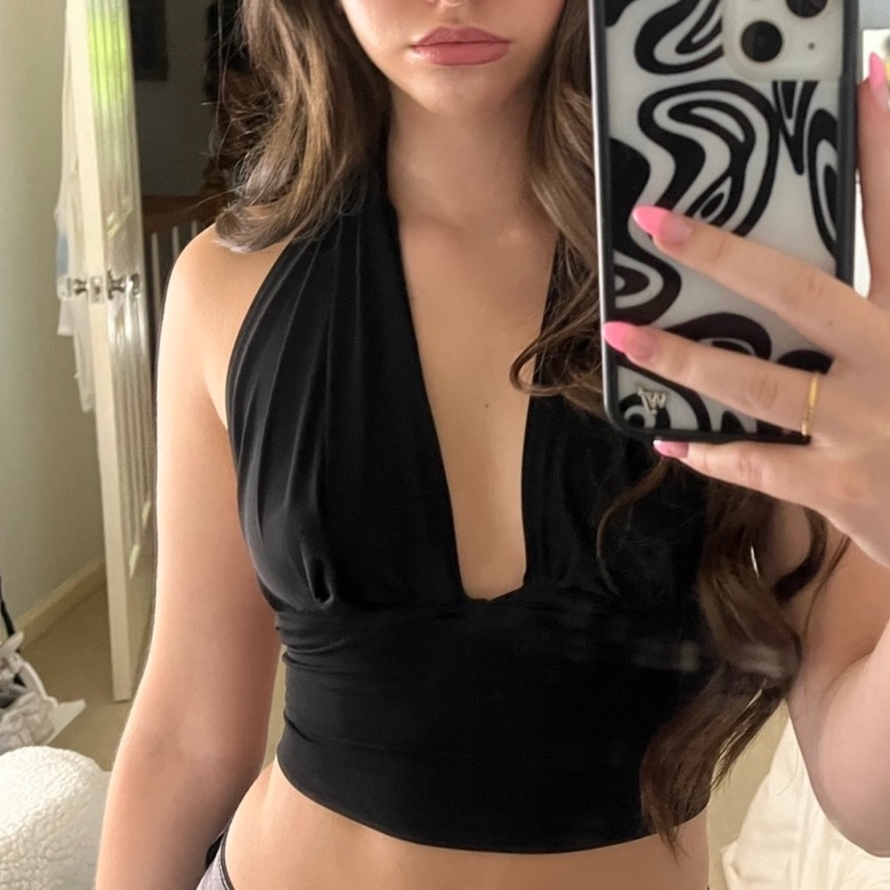 Edge Black Tie Crop Top